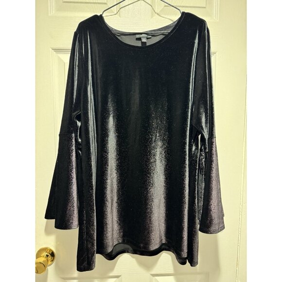 Alfani Top Womens 3X Ombré Metallic Velvet Vamp Whimsigoth Fairy Glam Stretch - Picture 1 of 6